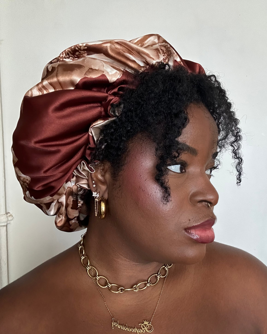 Bonnet en satin Brown sugar